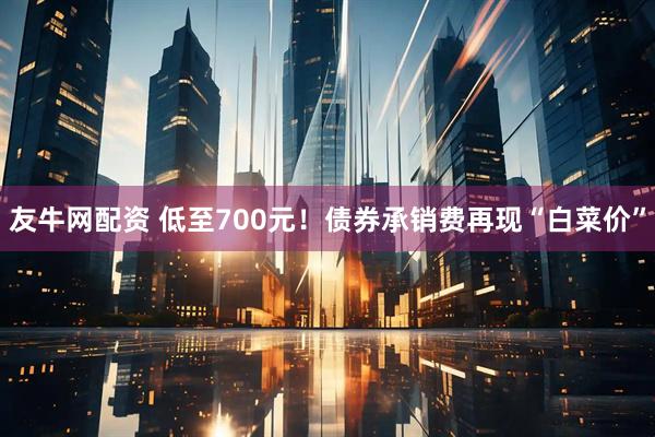 友牛网配资 低至700元！债券承销费再现“白菜价”